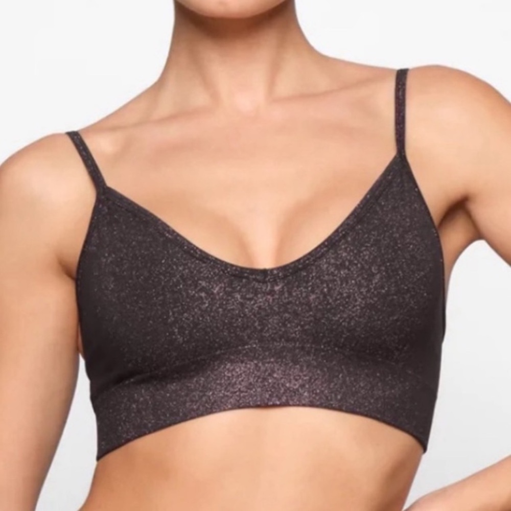 SKIMS Shimmering Black Bra
